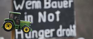 Protest von Bauern am Brandenburger Tor in Berlin. 