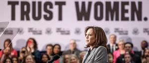 TOPSHOT - US Vice President Kamala Harris speaks at her Fight for Reproductive Freedoms Tour at the International Union of Painters and Allied Trades District Council 7 in Big Bend, Wisconsin, on January 22, 2024. Vice President Kamala Harris is traveling to Wisconsin on Monday to kick off her nationwide “Fight for Reproductive Freedoms” tour to demand federal lawmakers to restore Roe v. Wade. (Photo by Tannen  MAURY / AFP)