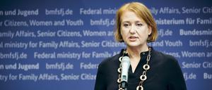 Familienministerin Lisa Paus beim Pressestatement zum Thema Gehsteigbelästigung