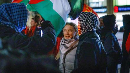 Greta Thunberg auf einer pro-Palästina-Demo in Leipzig.