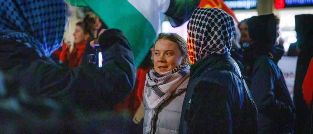 Greta Thunberg auf einer pro-Palästina-Demo in Leipzig.