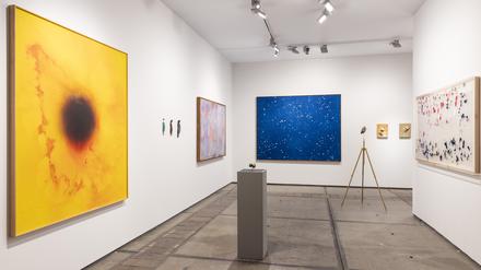Blick in die Koje der Brüsseler Galerie Meessen De Clercq mit Arbeiten von José Maria Sicilia (l. und r.).