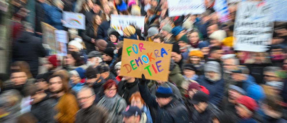 Teilnehmer der Demonstration „Nie wieder ist jetzt!“ am 27. Januar in Frankfurt an der Oder.