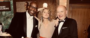Berlins Kultursenator Joe Chialo, Tagesspiegel-Kolumnistin Aline von Drateln und der Regierende Bürgermeister Kai Wegner – ohne Bildungssenatorin Katharina Günther-Wünsch.