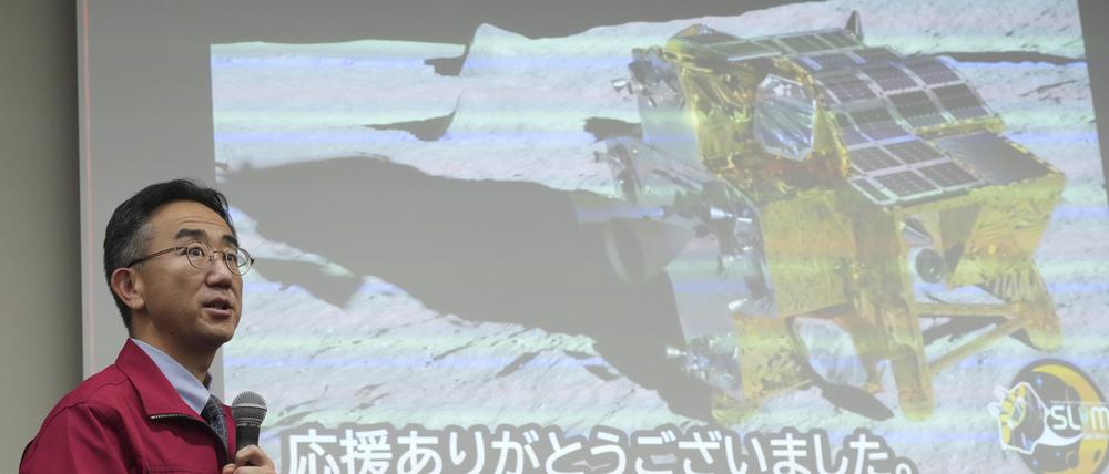 Slim-Projektleiter Shinichiro Sakai bei einer Präsentation am 25. Januar.