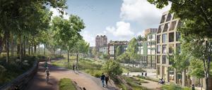 So soll das Stadtquartier auf dem ehemaligen Güterbahnhof in Köpenick aussehen.