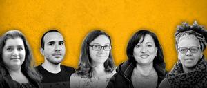 Fereshta Hussain, George Skretas, Melanie Klockmann, Kateryna Survilova und Patricia Vester (v.l.) aus Potsdam berichten von ihren Sorgen.