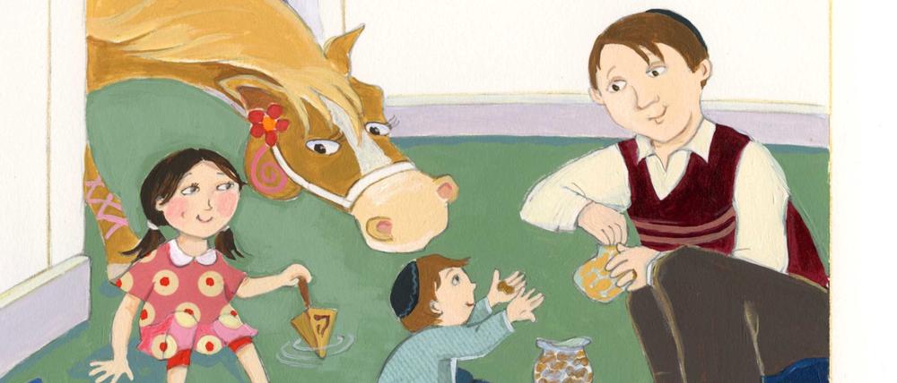 Im Kinderbuch „Ein Pferd zu Chanukka“ richtet eine Stute namens Golda jede Menge Chaos in einer jüdischen Familie an.