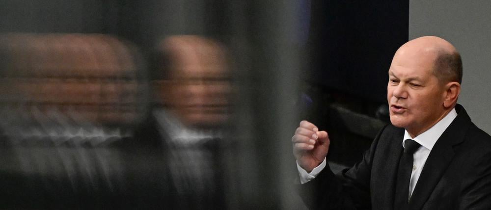 Olaf Scholz während der Generaldebatte im Deutschen Bundestag am Mittwoch.
