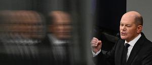 Olaf Scholz während der Generaldebatte im Deutschen Bundestag am Mittwoch.