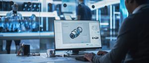 Ingenieur beim Designen von Autobauteilen