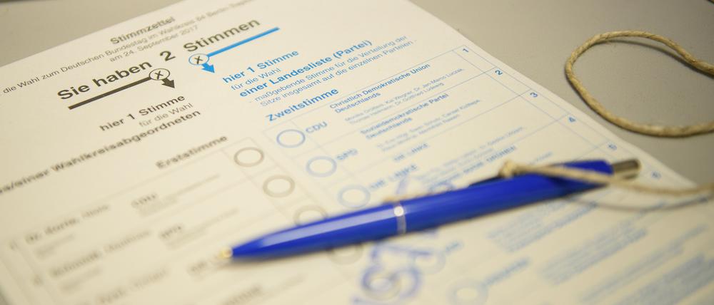 Ein Wahlzettel für die Bundestagswahl.