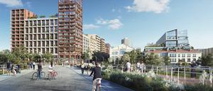 Das Olympiaviertel in einer Computersimulation für die Zeit nach den Spielen.