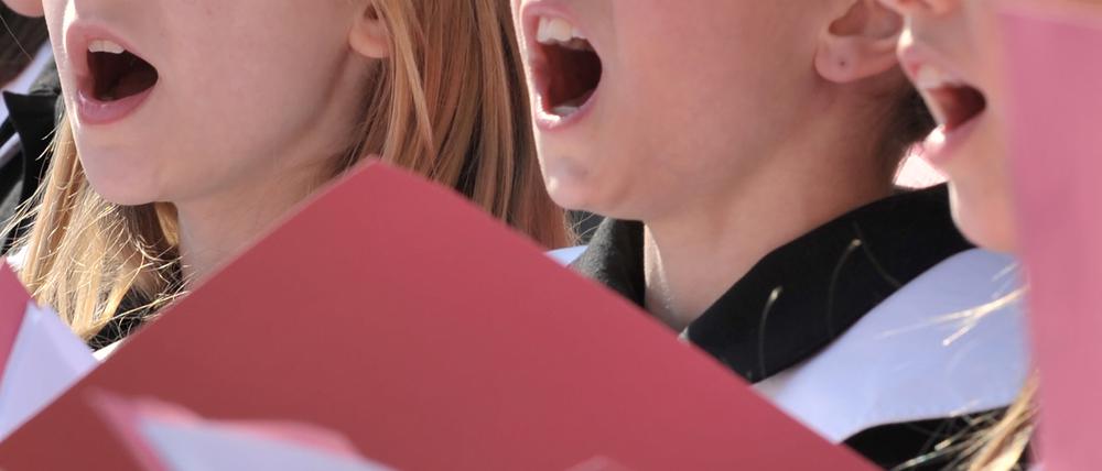 Kinder singen im Chor.