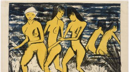 Otto Mueller, „Fünf gelbe Akte am Wasser“, 1921