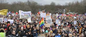 Mindestens 150.000 Menschen nahmen am Sonnabend an der Demo „Wir sind die Brandmauer“ teil. Darunter auch viele queere Personen. 