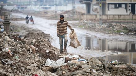 Im Zentrum der türkischen Stadt Kirikhan wurden zahlreiche Häuser zerstört oder massiv beschädigt.
