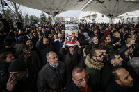 Mitglieder der arabisch-türkischen Medienvereinigung und Freunde nehmen am 16. November an Trauergebeten für den ermordeten Journalisten Jamal Khashoggi teil.