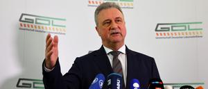 Claus Weselsky am 29. Januar bei einer Pressekonferenz (Archivbild).
