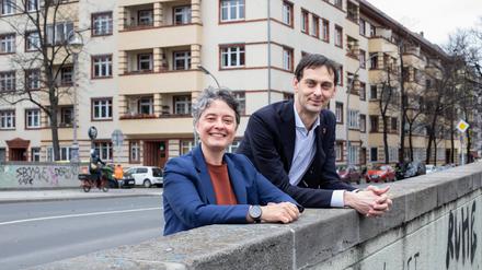 Martin Hikel und Nicola Böcker-Giannini (beide SPD) am 6. Februar 2024 in Neukölln. Interview mit Anna Thewalt und Daniel Böldt zur bevorstehenden Ankündigung der Kandidatur für den Berliner SPD-Vorsitz.