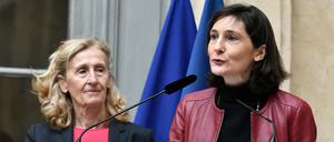 Nach 28 Tagen übergibt die Erziehungsministerin Amelie Oudea-Castera (re.) ihr Amt schon wieder - an Nicole Belloubet (li.).  