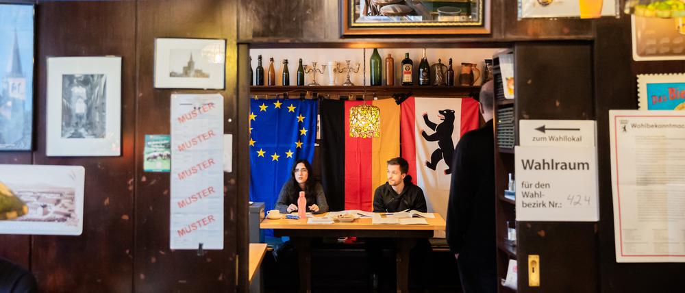 Ein richtiges Wahllokal: Das „Xantener Eck“ in Wilmersdorf.