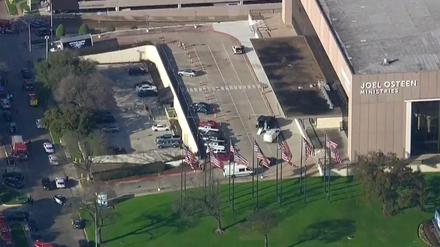 Television evangelist Joel Osteen’s Lakewood Church is seen in an aerial view after a shooting incident in Houston, Texas, U.S. February 11, 2024 in a still image from video. Courtesy ABC affiliate KTRK via REUTERS.     NO RESALES. NO ARCHIVES. MANDATORY CREDIT