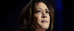 (FILES) US Vice President Kamala Harris speaks during a campaign rally to Restore Roe at Hylton Performing Arts Center in Manassas, Virginia, on January 23, 2024. US Vice President Kamala Harris said she was ready to serve as leader, in a Wall Street Journal interview published February 12, 2024, as voter concerns mount about President Joe Biden's age in an election year. (Photo by SAUL LOEB / AFP)