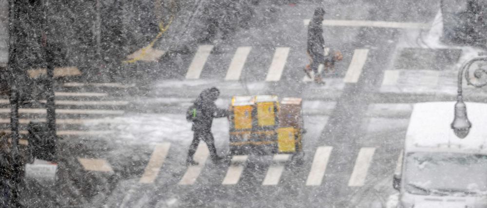 Schneesturm in Manhattan.