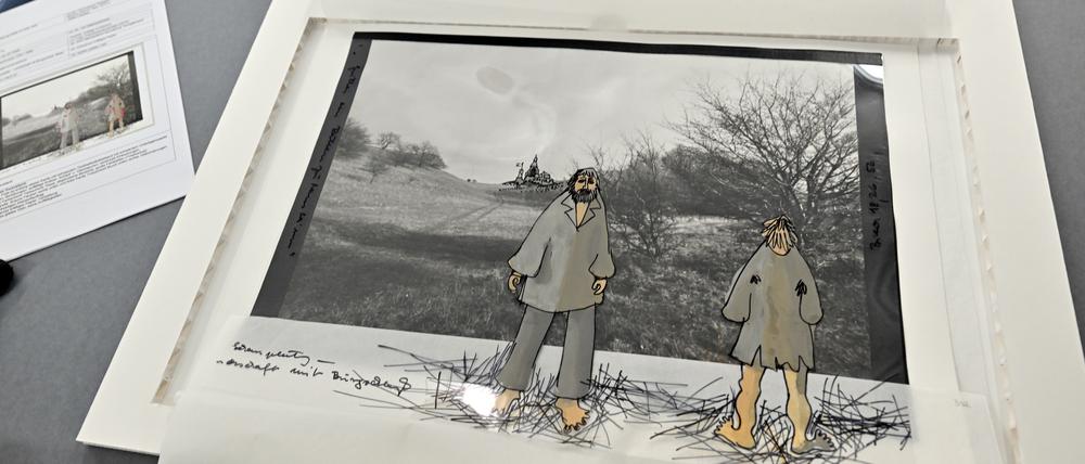 Alfred Hirschmeiers Entwurfs-Collage zu „Gritta von Rattenzuhausebeiuns“ 