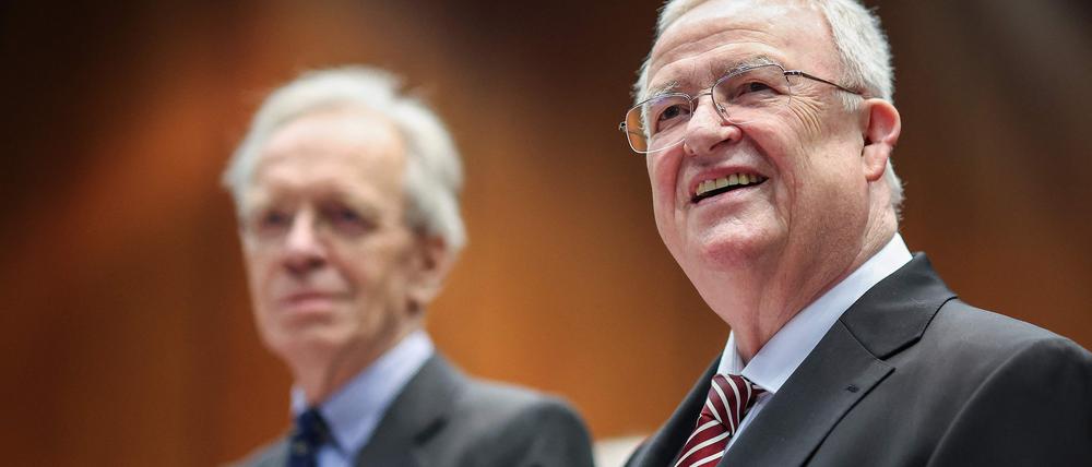 Ex-VW-Chef Martin Winterkorn (r.) und sein Anwalt Kersten von Schenck am Mittwoch vor Gericht.