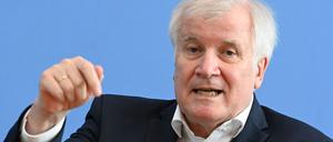 Der damalige Bundesinnenminister Horst Seehofer gestikuliert bei einer Pressekonferenz (Archivbild)