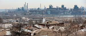 RUSSIA, DONETSK PEOPLE S REPUBLIC - FEBRUARY 13, 2024: A view of the city of Mariupol and the Azovstal Iron and Steel Works. Dmitry Yagodkin/TASS PUBLICATIONxINxGERxAUTxONLY 67290379