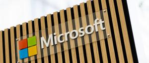 Das Logo von Microsoft beim Internetkongress Digital X im Media Park.