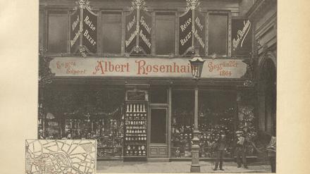 „Reisen Basar Albert Rosenhain“ in der Leipziger Straße 7.