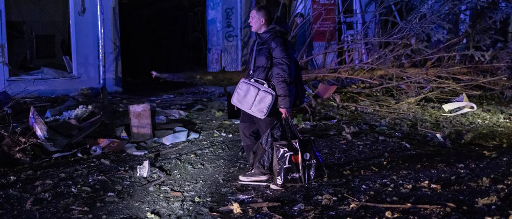 Szene nach einem Angriff in der Ukraine.