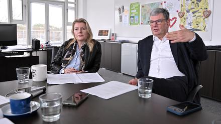 Die Geschäftsführer der Energie und Wasser Potsdam, Christiane Preuß und Eckard Veil.
