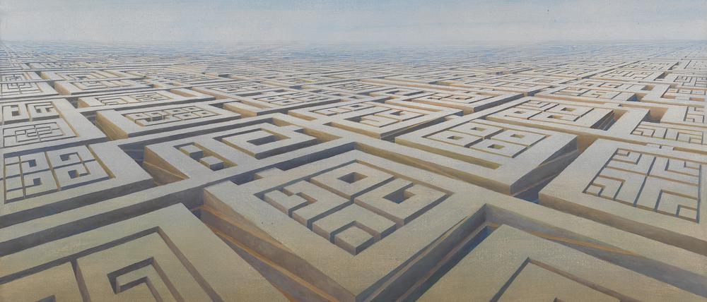 Von Armins „Nach-Stadt“ aus dem Jahr 1982, Öl auf Leinwand (125 x 115 cm).