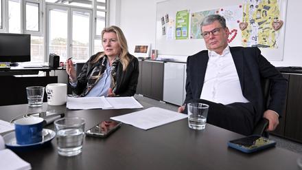 Die Geschäftsführer der Energie und Wasser Potsdam, Christiane Preuß und Eckard Veil.