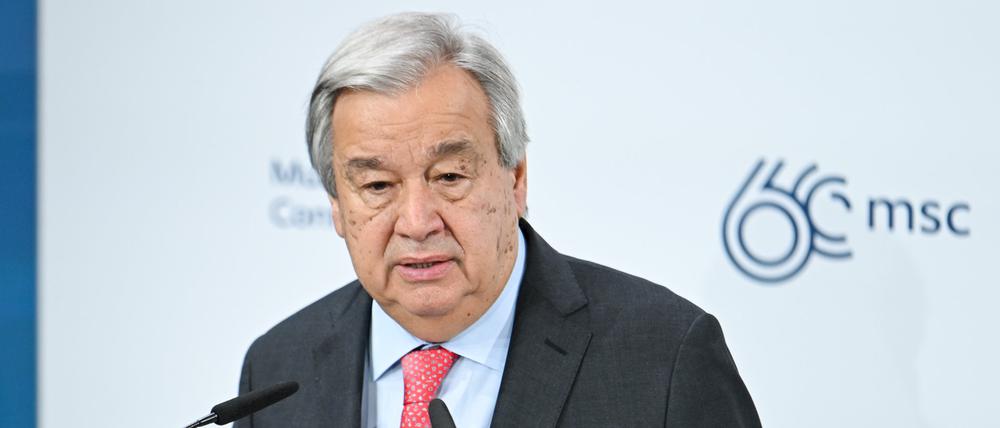 UN-Generalsekretär António Guterres spricht zur Eröffnung der 60. Münchner Sicherheitskonferenz.