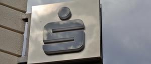 Das Logo der Mittelbrandenburgischen Sparkasse in Potsdam.