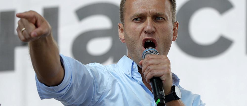 Alexej Navalny 2019 bei einer Demonstration in Moskau.