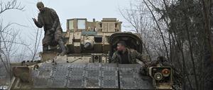 Ukrainische Soldaten am 11. Februar in Awdijiwka.