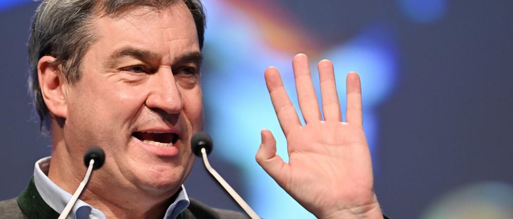 Ministerpräsident von Bayern und CSU-Chef Markus Söder hält eine Rede beim politischen Aschermittwoch der CSU. 