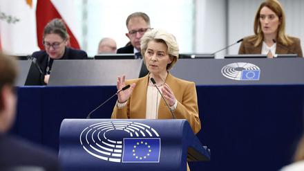 EU-Kommissionspräsidentin Ursula von der Leyen bei einer Parlamentssitzung in Straßburg.