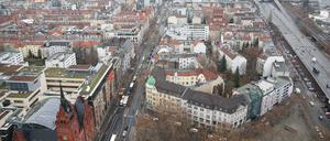 Die Schloßstraße und Steglitz-Nord, aufgenommen vom Dach des Steglitzer Kreisels.