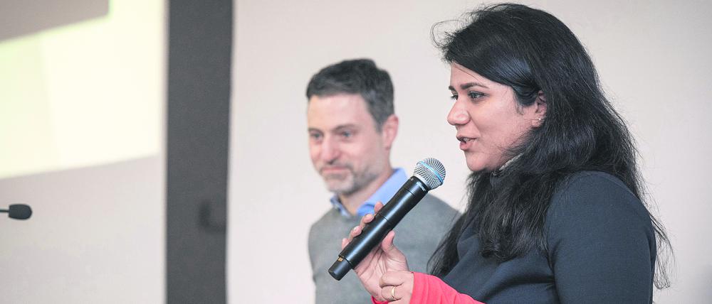 Einsatz für Dialog: Saba-Nur Cheema (r.) und Meron Mendel am 29. Januar 2024 an der Freien Universität.