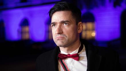 Martin Sellner spricht in Wien beim sogenannten Akademikerball Ende Januar zu Journalisten.
