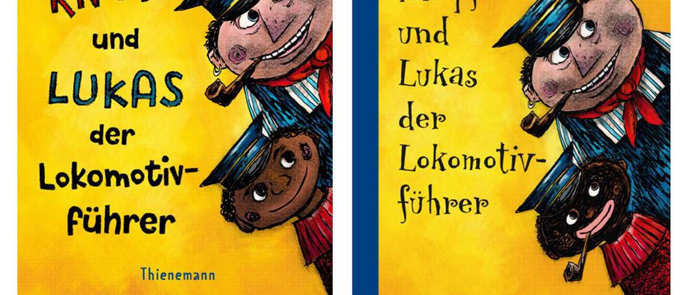 Links das Cover der Neuauflage von „Jim Knopf und Lukas der Lokomotivführer“, rechts das von 2015.