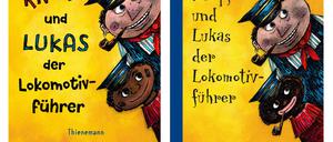 Links das Cover der Neuauflage von „Jim Knopf und Lukas der Lokomotivführer“,  rechts das von 2015.